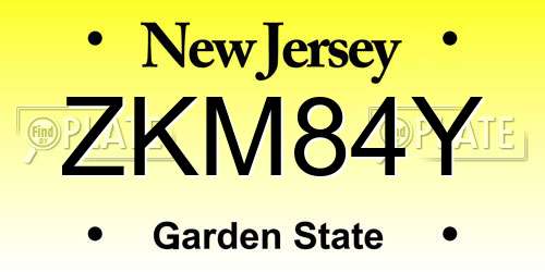 ZKM84Y New Jersey License Plate
