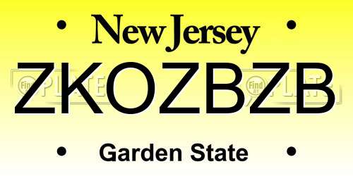 ZKOZBZB New Jersey License Plate