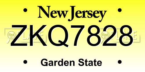 ZKQ7828 New Jersey License Plate