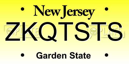 ZKQTSTS New Jersey License Plate