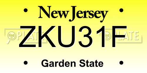 ZKU31F New Jersey License Plate