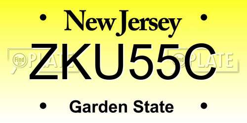 ZKU55C New Jersey License Plate