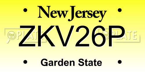 ZKV26P New Jersey License Plate