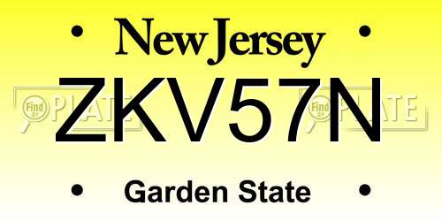 ZKV57N New Jersey License Plate
