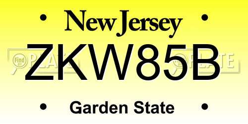ZKW85B New Jersey License Plate
