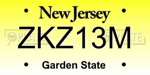 ZKZ13M New Jersey License Plate