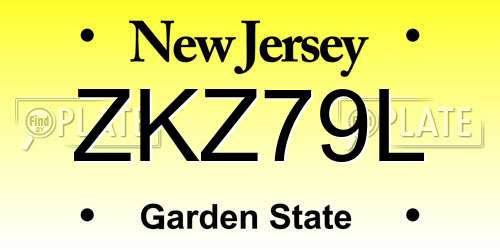 ZKZ79L New Jersey License Plate
