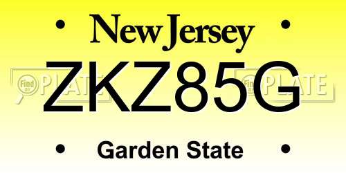 ZKZ85G New Jersey License Plate