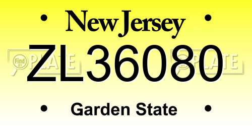 ZL36080 New Jersey License Plate