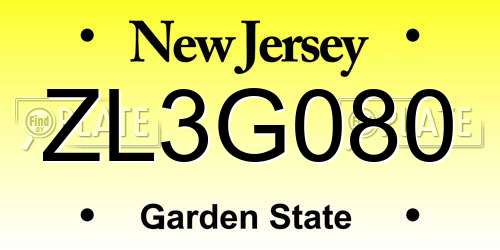 ZL3G080 New Jersey License Plate