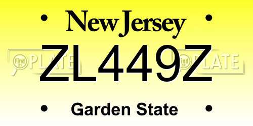 ZL449Z New Jersey License Plate