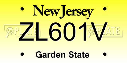 ZL601V New Jersey License Plate