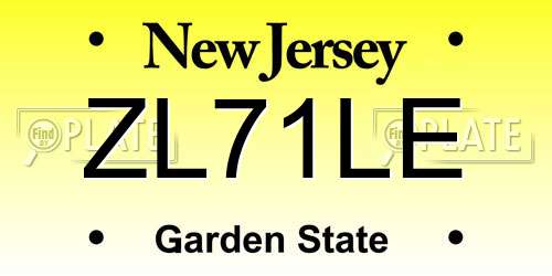 ZL71LE New Jersey License Plate