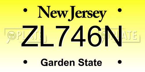 ZL746N New Jersey License Plate