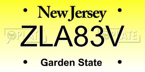ZLA83V New Jersey License Plate