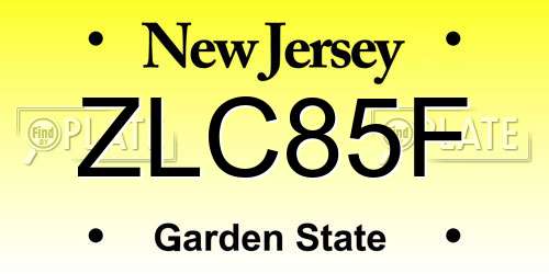 ZLC85F New Jersey License Plate