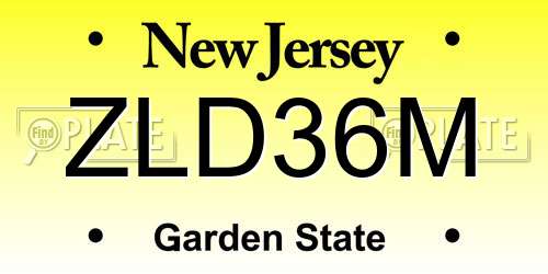 ZLD36M New Jersey License Plate