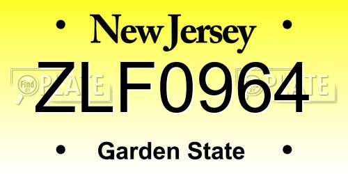 ZLF0964 New Jersey License Plate