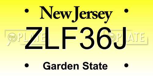 ZLF36J New Jersey License Plate