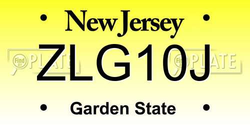 ZLG10J New Jersey License Plate