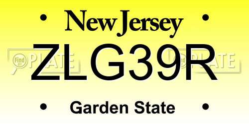 ZLG39R New Jersey License Plate