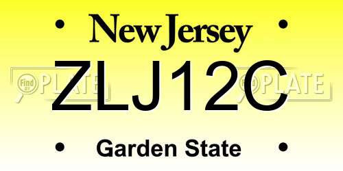 ZLJ12C New Jersey License Plate