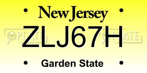 ZLJ67H New Jersey License Plate