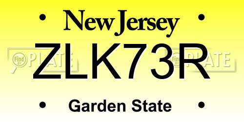 ZLK73R New Jersey License Plate