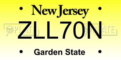 ZLL70N New Jersey License Plate