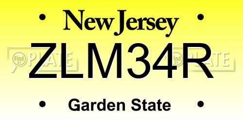 ZLM34R New Jersey License Plate