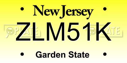 ZLM51K New Jersey License Plate