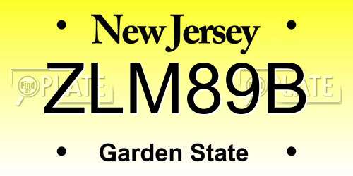 ZLM89B New Jersey License Plate