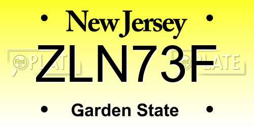 ZLN73F New Jersey License Plate