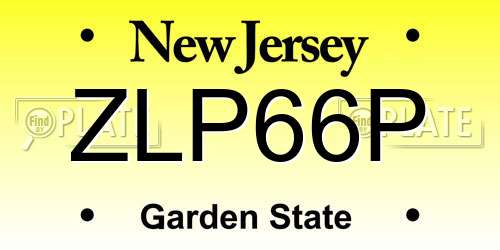 ZLP66P New Jersey License Plate