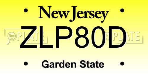 ZLP80D New Jersey License Plate