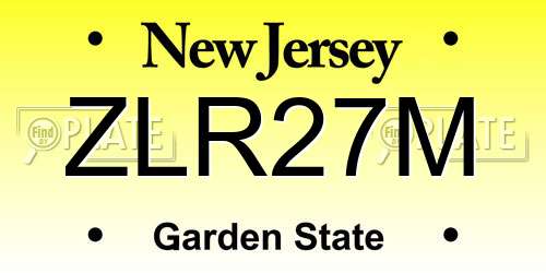 ZLR27M New Jersey License Plate
