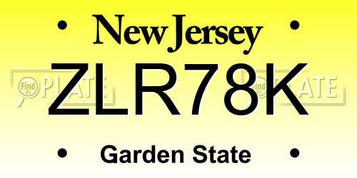 ZLR78K New Jersey License Plate