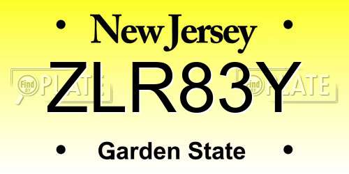 ZLR83Y New Jersey License Plate