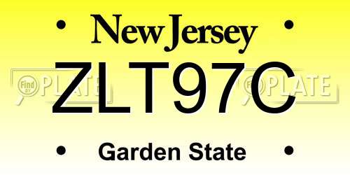ZLT97C New Jersey License Plate