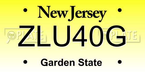 ZLU40G New Jersey License Plate
