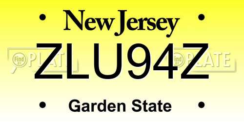 ZLU94Z New Jersey License Plate