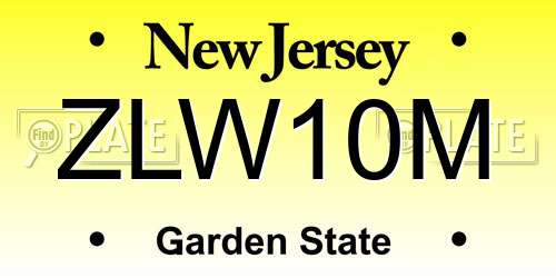 ZLW10M New Jersey License Plate