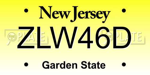 ZLW46D New Jersey License Plate