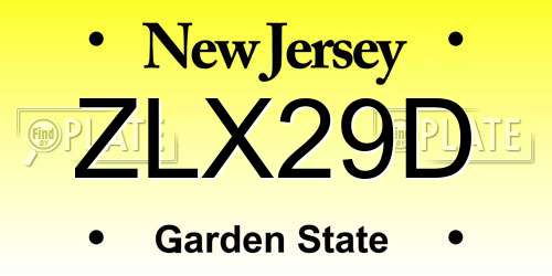 ZLX29D New Jersey License Plate