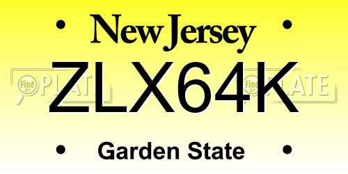 ZLX64K New Jersey License Plate