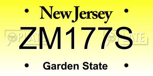 ZM177S New Jersey License Plate