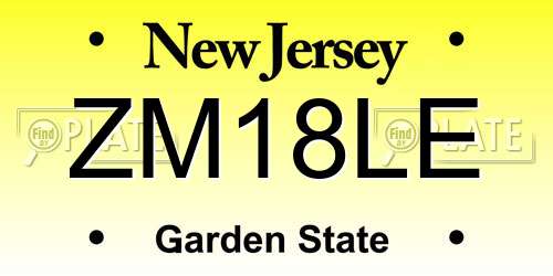 ZM18LE New Jersey License Plate