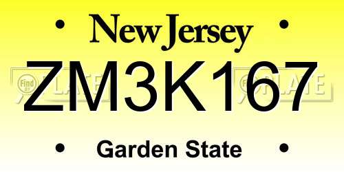 ZM3K167 New Jersey License Plate
