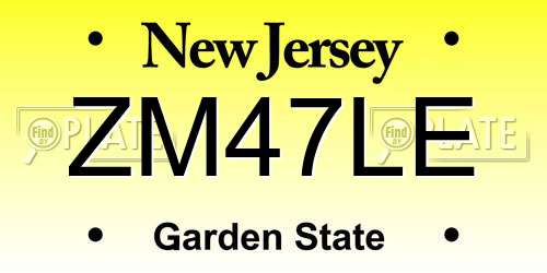 ZM47LE New Jersey License Plate