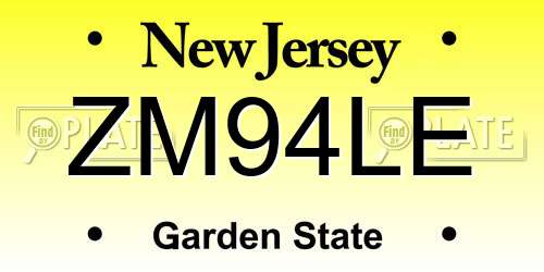 ZM94LE New Jersey License Plate